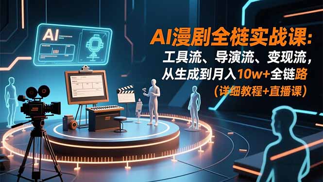 AI漫剧全栈实战课:工具流、导演流、变现流,从生成到月入10w+全链路 (详细教程+直播课-云网创