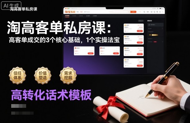 淘高客单私房课:高客单成交的3个核心基础,1个实操法宝