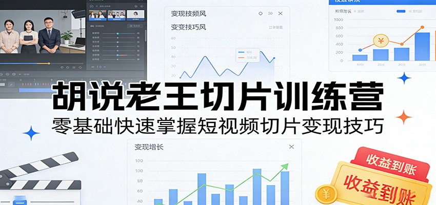 胡说老王切片训练营，零基础快速掌握短视频切片变现技巧-云网创