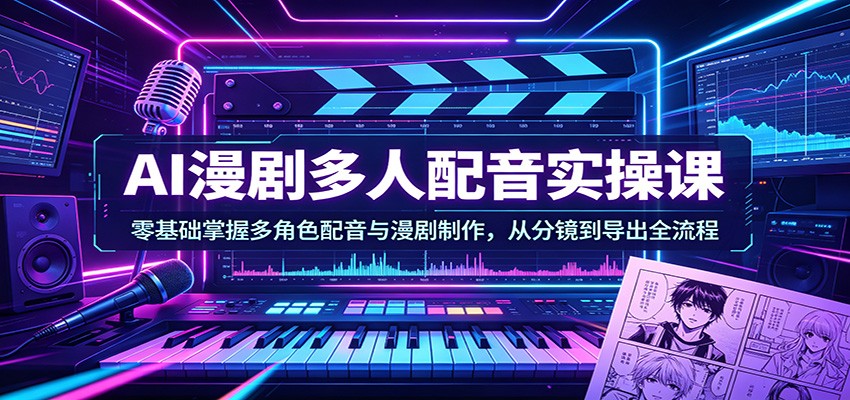 AI漫剧多人配音实操课：零基础掌握多角色配音与漫剧制作，从分镜到导出全流程-云网创