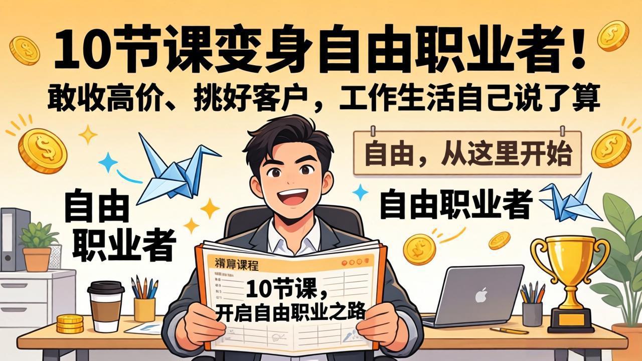 10 节课变身自由职业者!敢收高价、挑好客户,工作生活自己说了算-云网创
