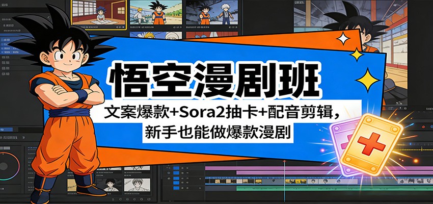 悟空漫剧班：文案爆款+Sora2抽卡+配音剪辑，新手也能做爆款漫剧-云网创