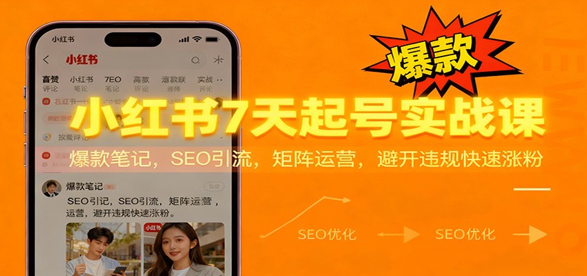 小红书7天起号实战课:爆款笔记,SEO引流,矩阵运营,避开违规快速涨粉-云网创