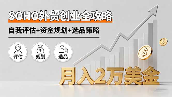 SOHO外贸创业全攻略,自我评估+资金规划+选品策略,月入2万美金-云网创