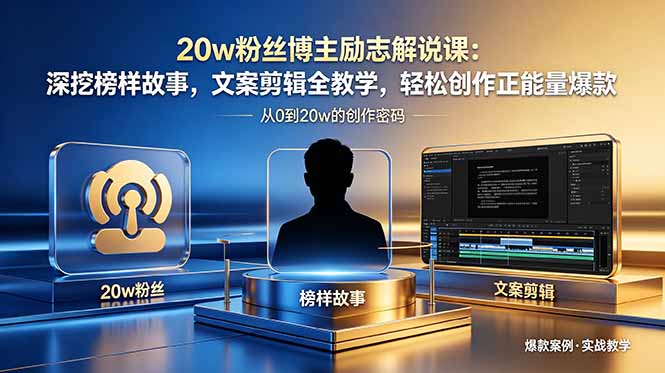 20w粉丝博主励志解说课:深挖榜样故事,文案剪辑全教学,轻松创作正能量爆款-云网创