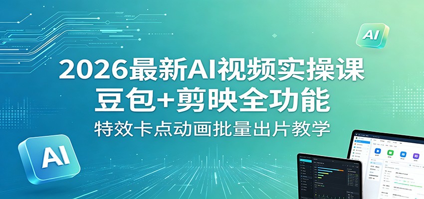 2026最新AI视频实操课:豆包+剪映全功能,特效卡点动画批量出片教学-云网创