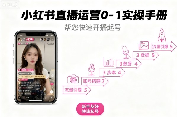 小红书直播运营0-1实操手册，帮您快速开播起号-云网创