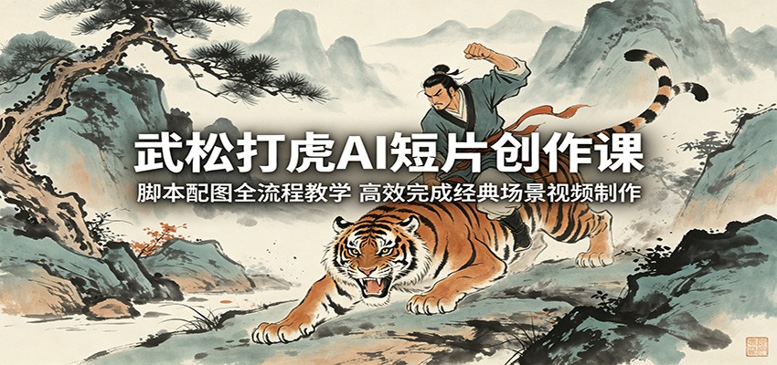 武松打虎AI短片创作课:脚本配图全流程教学,高效完成经典场景视频制作-云网创