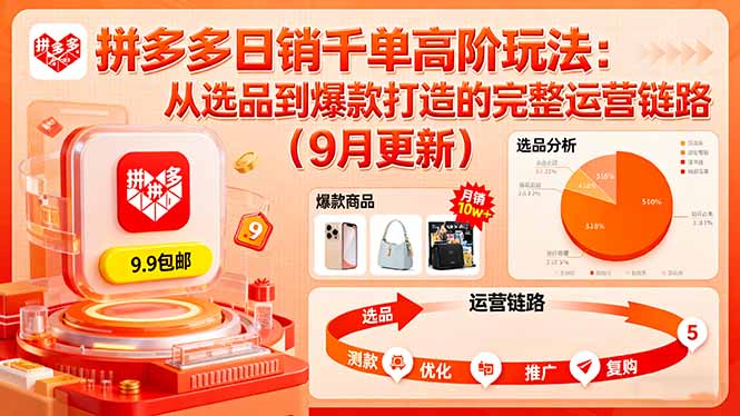 拼多多日销千单高阶玩法:从选品到爆款打造的完整运营链路(9月更新-云网创