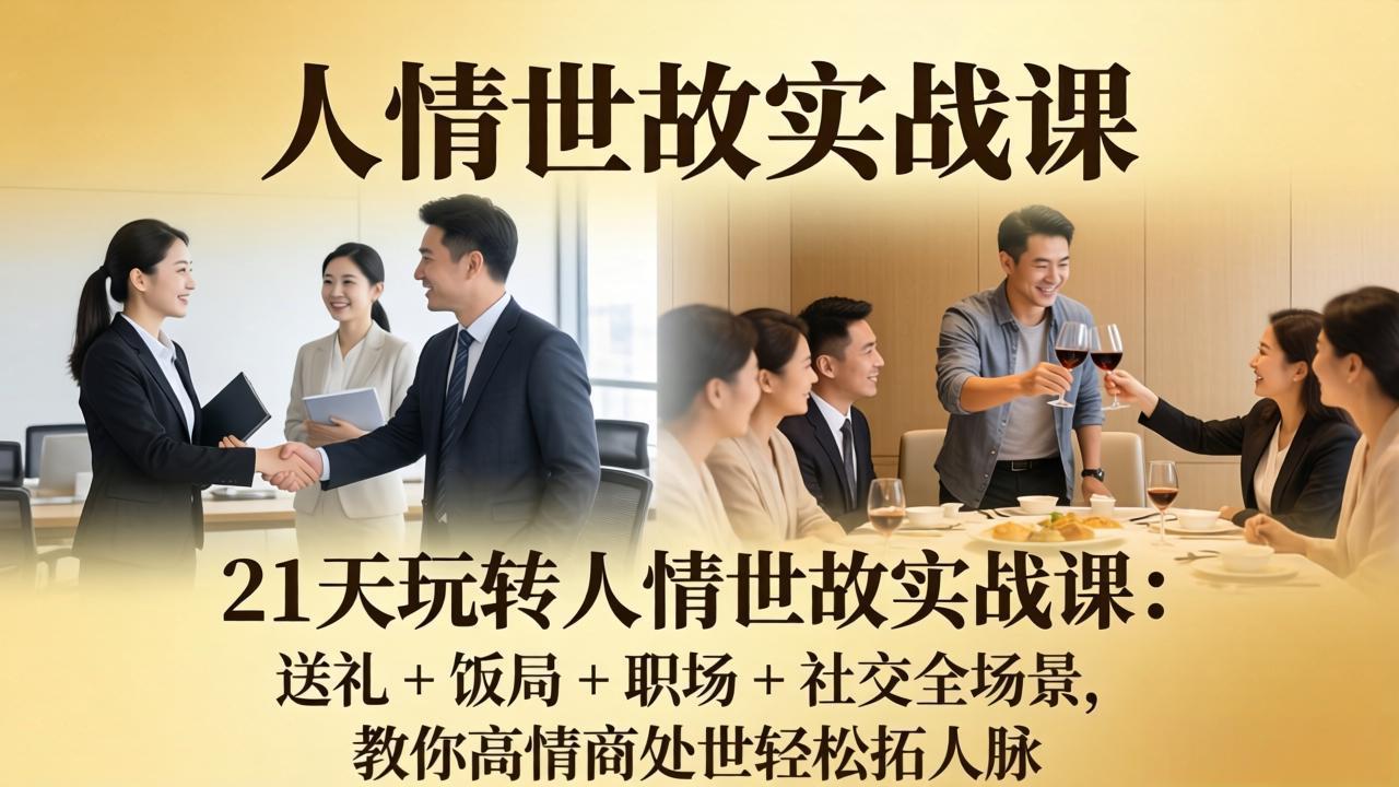 21 天玩转人情世故实战课:送礼 + 饭局 + 职场 + 社交全场景,教你高情商处世轻松拓人脉-云网创