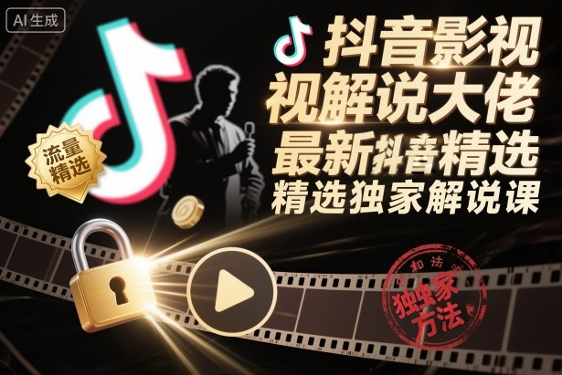 抖音影视解说大佬最新抖音进精选和独家方法,精选独家解说课(更新26年3月)-云网创