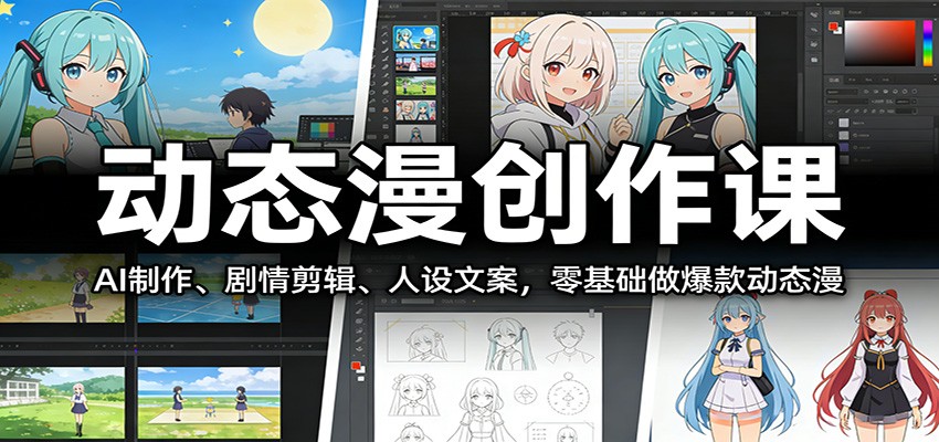 动态漫创作课：AI制作、剧情剪辑、人设文案，零基础做爆款动态漫-云网创
