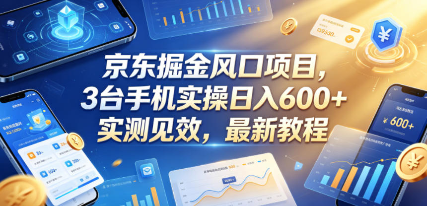 京东掘金风口项目,3台手机实操日入600+,实测见效,最新教程【揭秘】-云网创