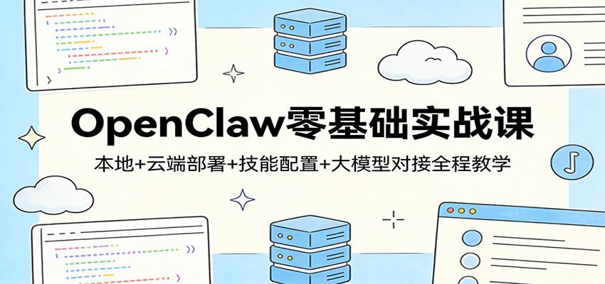 OpenClaw零基础实战课：本地+云端部署+技能配置+大模型对接全程教学-云网创