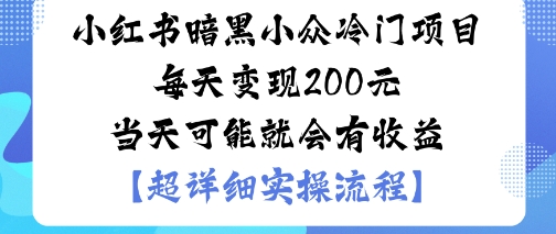 小红书暗黑小众冷门项目每天变现2张当天可能就会有收益-云网创