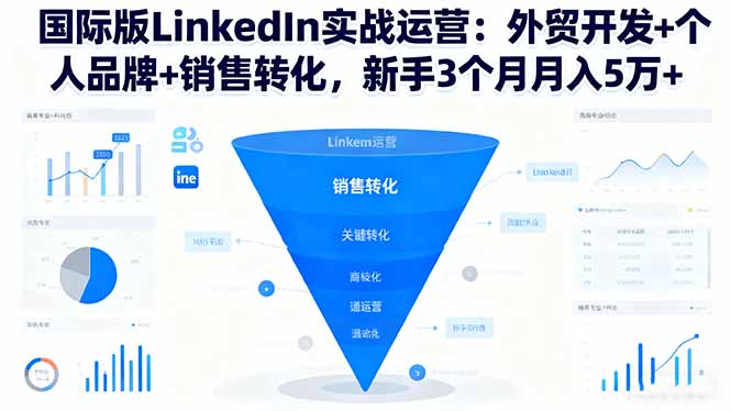 国际版LinkedIn实战运营：外贸开发+个人品牌+销售转化，新手3个月月入5万+-云网创