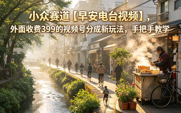 小众赛道【早安电台视频】，外面收费399的视频号分成新玩法，手把手教学-云网创