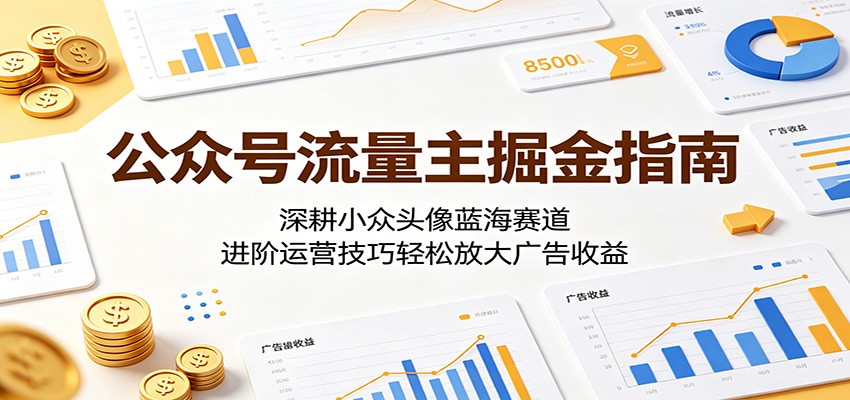 公众号流量主掘金指南：深耕小众头像蓝海赛道，进阶运营技巧轻松放大广告收益-云网创