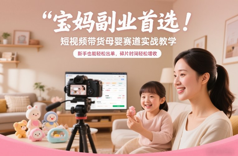 宝妈副业首选!短视频带货母婴赛道实战教学,新手也能轻松出单,碎片时间轻松增收-云网创