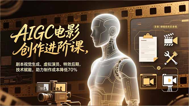 AIGC电影创作进阶课,剧本视觉生成、虚拟演员、特效后期,技术赋能,助力制作成本降低70%-云网创