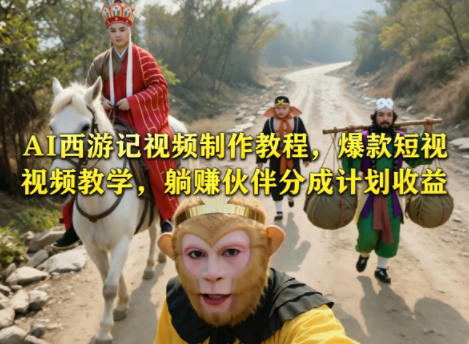 AI西游记视频制作教程,爆款短视频教学,躺賺伙伴分成计划收益-云网创