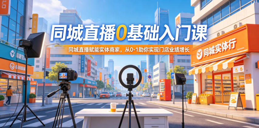 同城直播0基础入门课,同城直播赋能实体商家,从0-1助你实现门店业绩增长-云网创
