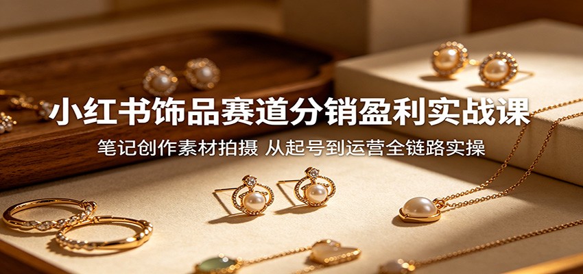 小红书饰品赛道分销盈利实战课:笔记创作素材拍摄,从起号到运营全链路实操-云网创
