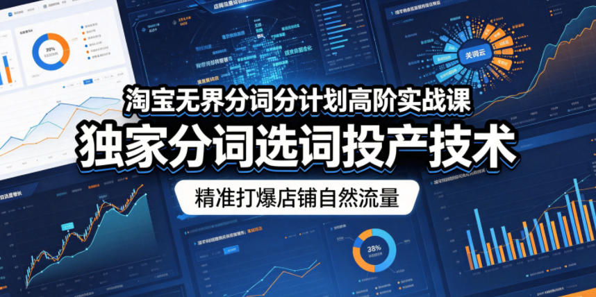 淘宝无界分词分计划高阶实战课,独家分词选词投产技术,精准打爆店铺自然流量-云网创