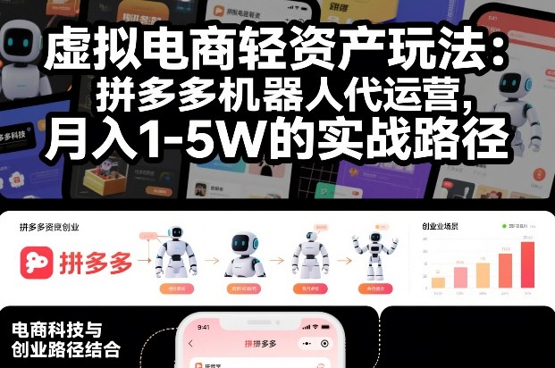 虚拟电商轻资产玩法：拼多多机器人代运营，月入1-5W的实战路径【揭秘】-云网创