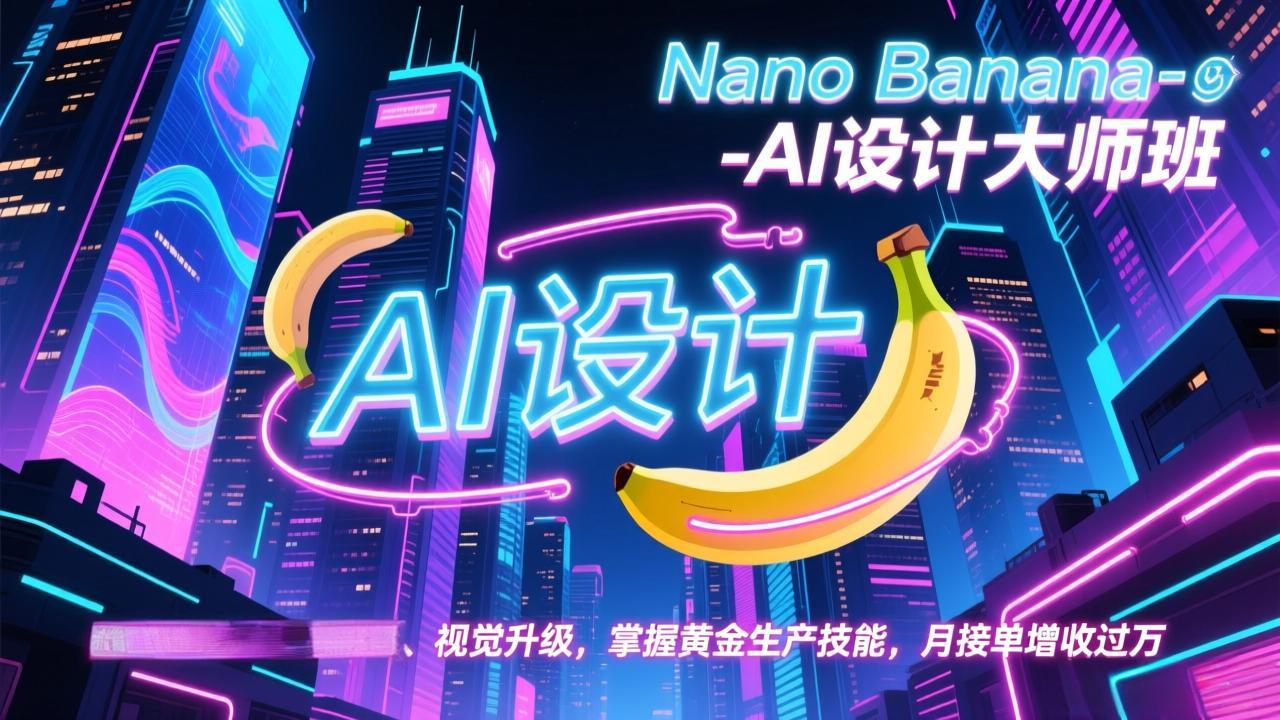 Nano Banana-AI设计大师班，修图合成、广告创作、视觉升级，掌握黄金生产技能，月接单增收过万-云网创