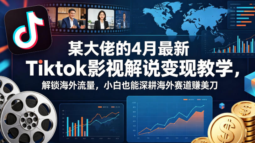 某大佬的4月最新Tiktok影视解说变现教学，解锁海外流量，小白也能深耕海外赛道賺美刀-云网创