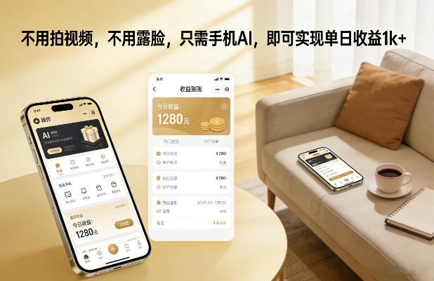 不用拍视频,不用露脸,只需手机AI,即可实现单日收益1k+【揭秘】