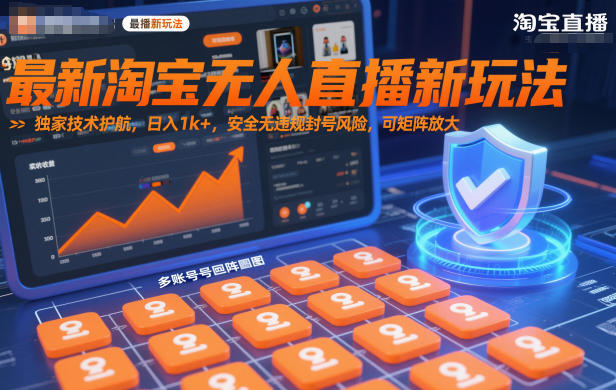 最新淘宝无人直播新玩法,独家技术护航,日入1k+,安全无违规封号风险,可矩阵放大【揭秘】-云网创