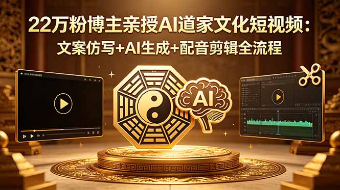 22万粉博主亲授AI道家文化短视频:文案仿写+AI生成+配音剪辑全流程-云网创