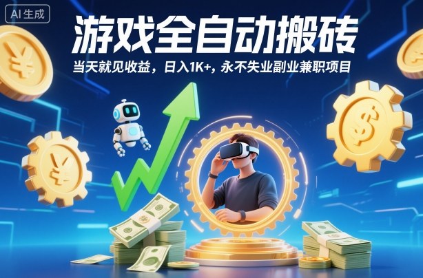 游戏全自动搬砖，当天就见收益，日入1K+，永不失业副业兼职项目【揭秘】-云网创
