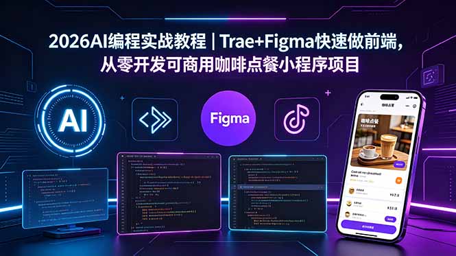 2026AI编程实战教程|Trae+Figma快速做前端,从零开发可商用咖啡点餐小程序项目-云网创