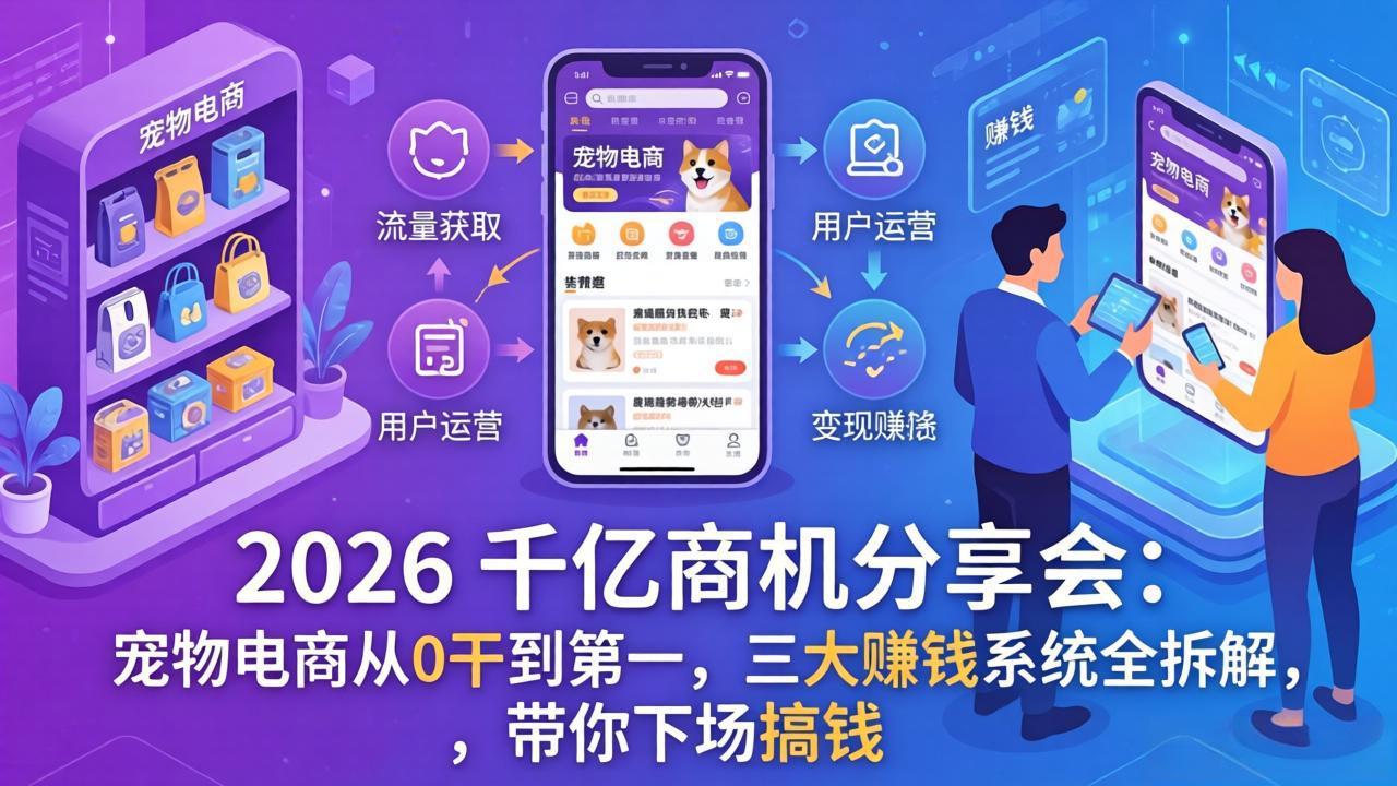 2026 千亿商机分享会：宠物电商从0干到第一，三大赚钱系统全拆解，带你下场搞钱-云网创