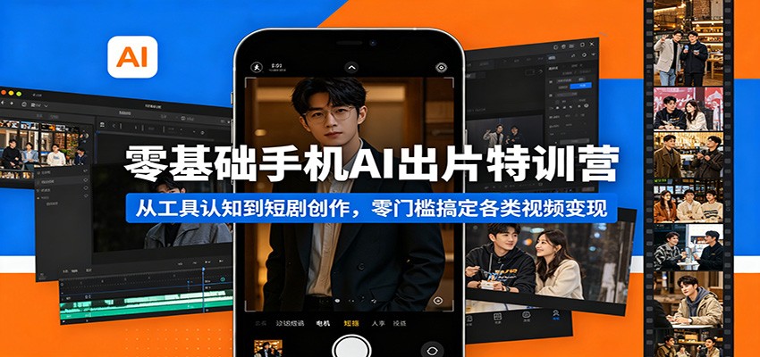 零基础手机AI出片特训营：从工具认知到短剧创作，零门槛搞定各类视频变现-云网创