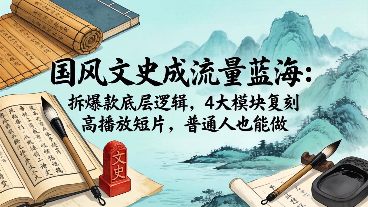 国风文史成流量蓝海:拆爆款底层逻辑,4大模块复刻高播放短片,普通人也能做-云网创