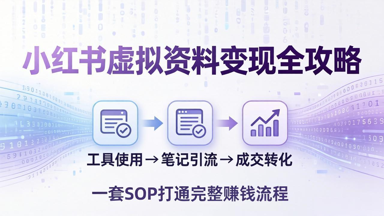小红书虚拟资料变现全攻略：从工具使用到笔记引流成交，一套 SOP 打通完整赚钱流程-云网创