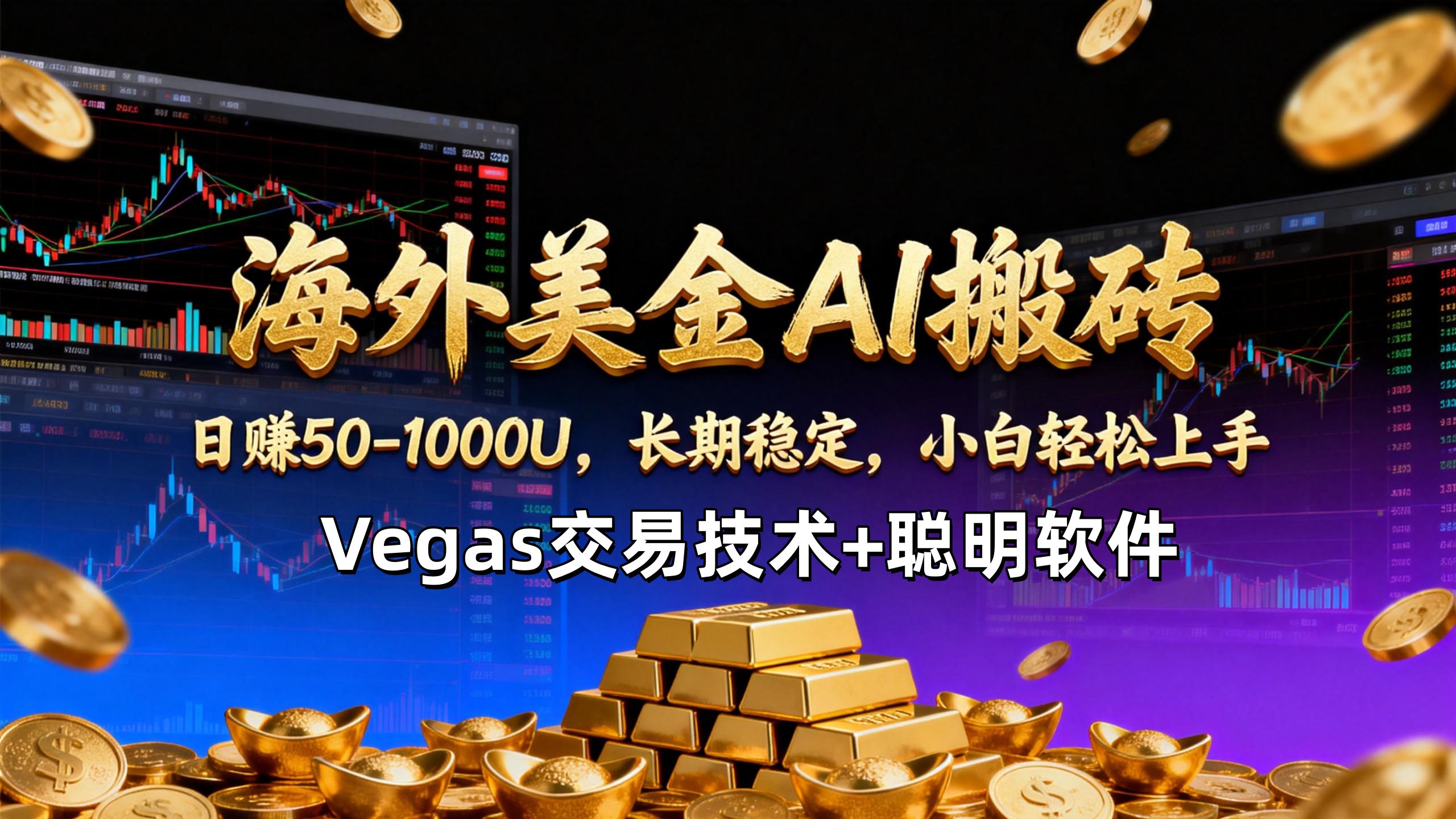 【海外美金AI搬砖】Vegas交易技术+聪明软件,日赚50-1000U,长期稳定,小白轻松上手。-云网创