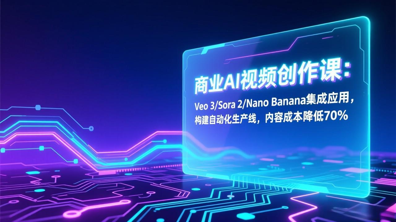 商业AI视频创作课:Veo 3/Sora 2/Nano Banana集成应用,构建自动化生产线,内容成本降低70%-云网创