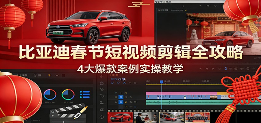 比亚迪春节短视频剪辑全攻略，4大爆款案例实操教学-云网创