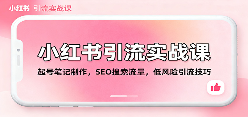 小红书引流实战课：起号笔记制作，SEO搜索流量，低风险引流技巧-云网创