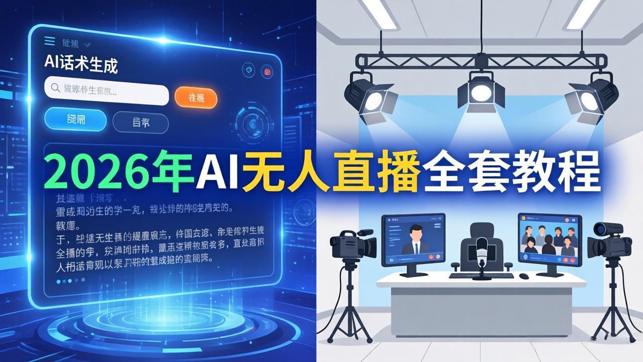 2026年AI无人直播全套教程：OBS安装+软件配置+直播间搭建+话术生成+一键开播实操-云网创