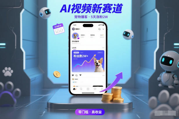 AI视频新赛道,宠物播客仅注册5天涨粉2W,收益非常可观-云网创