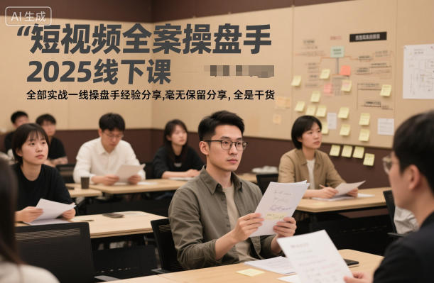 短视频全案操盘手2025线下课,全部实战一线操盘手经验分享,毫无保留分享,全是干货-云网创