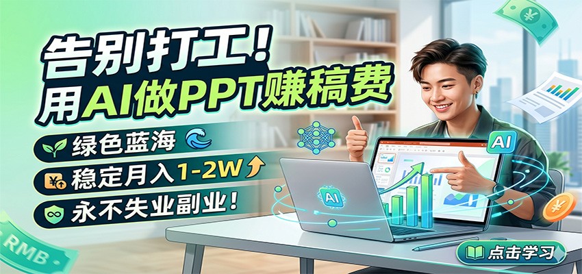 告别打工!用AI做PPT赚稿费,绿色蓝海,稳定月入1-2W,永不失业副业!-云网创