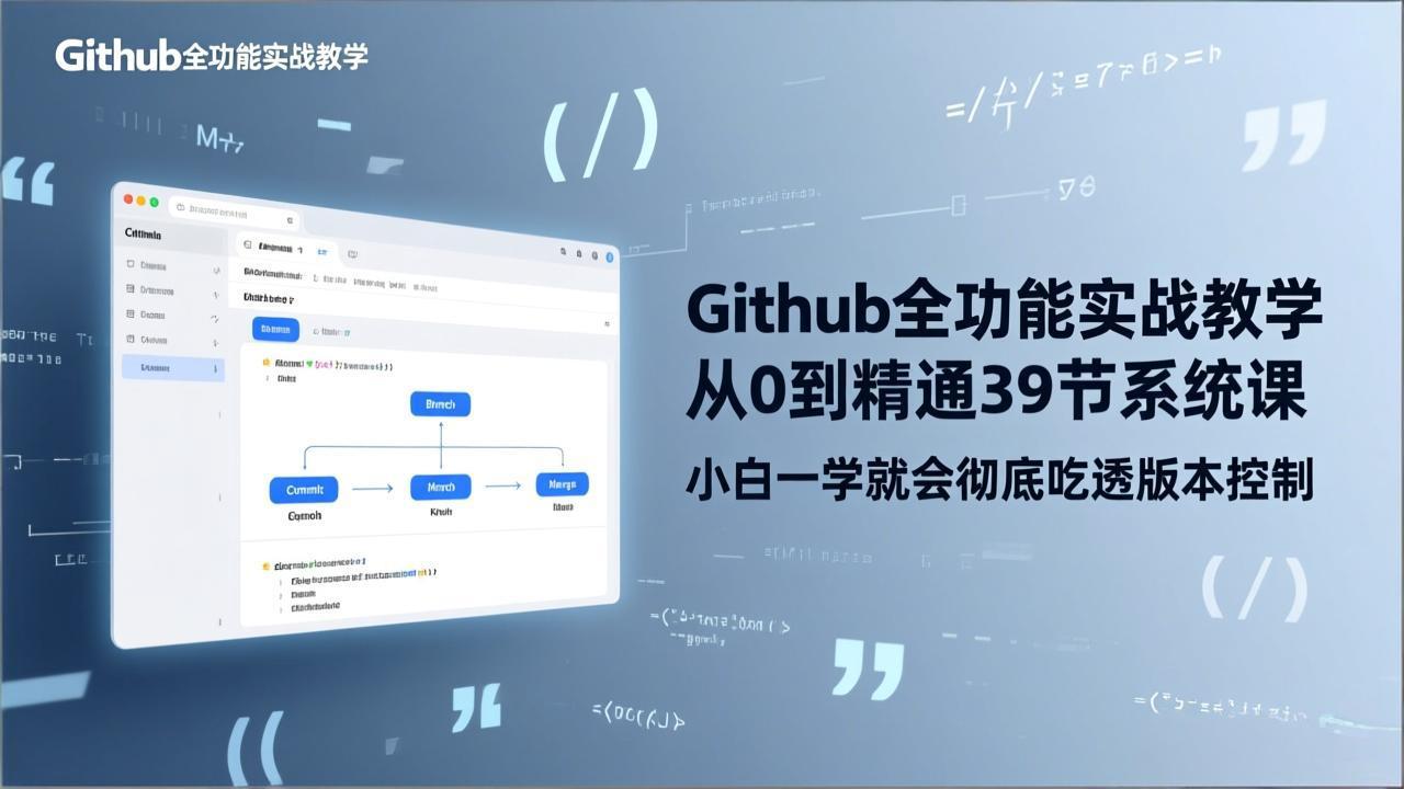 GitHub-全功能实战教学,从0到精通39节系统课,小白一学就会彻底吃透版本控制-云网创