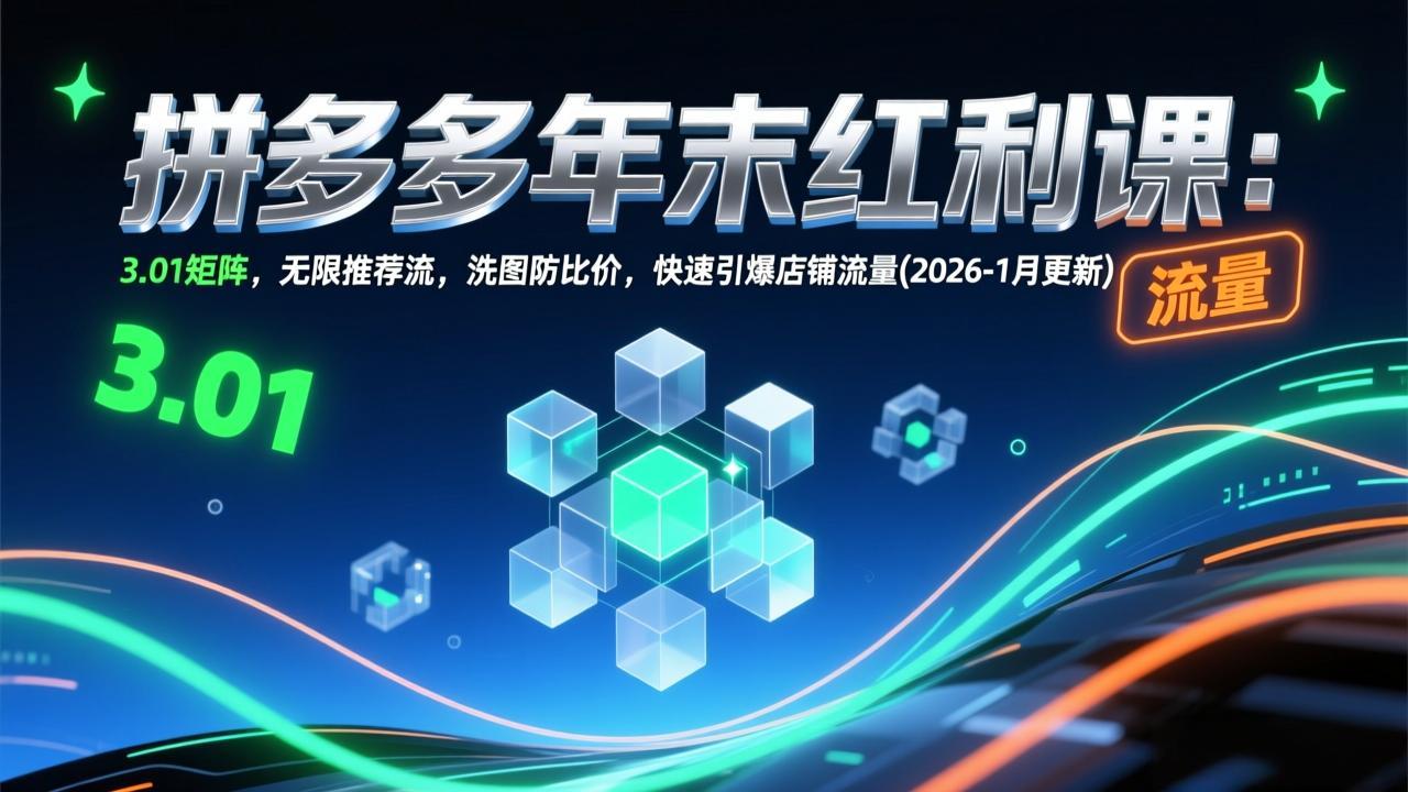 拼多多年末红利课:3.01矩阵,无限推荐流,洗图防比价,快速引爆店铺流量(2026-1月更新-云网创